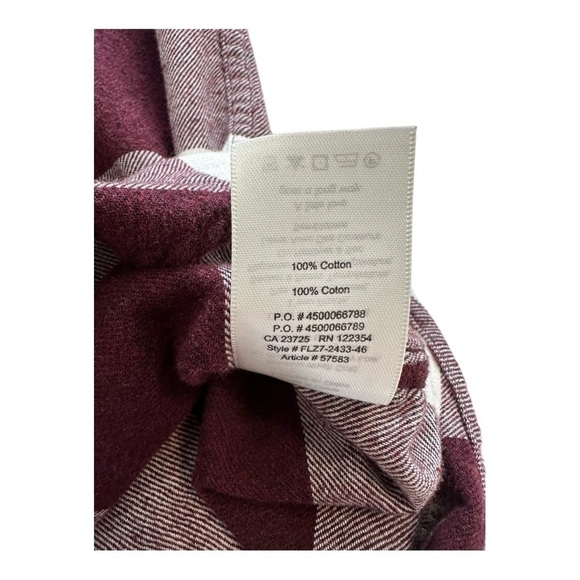 Aritiza | Wilfred Free Button Up Long Sleeves Checkered Flannel Burgundy Size L - Picture 7 of 11